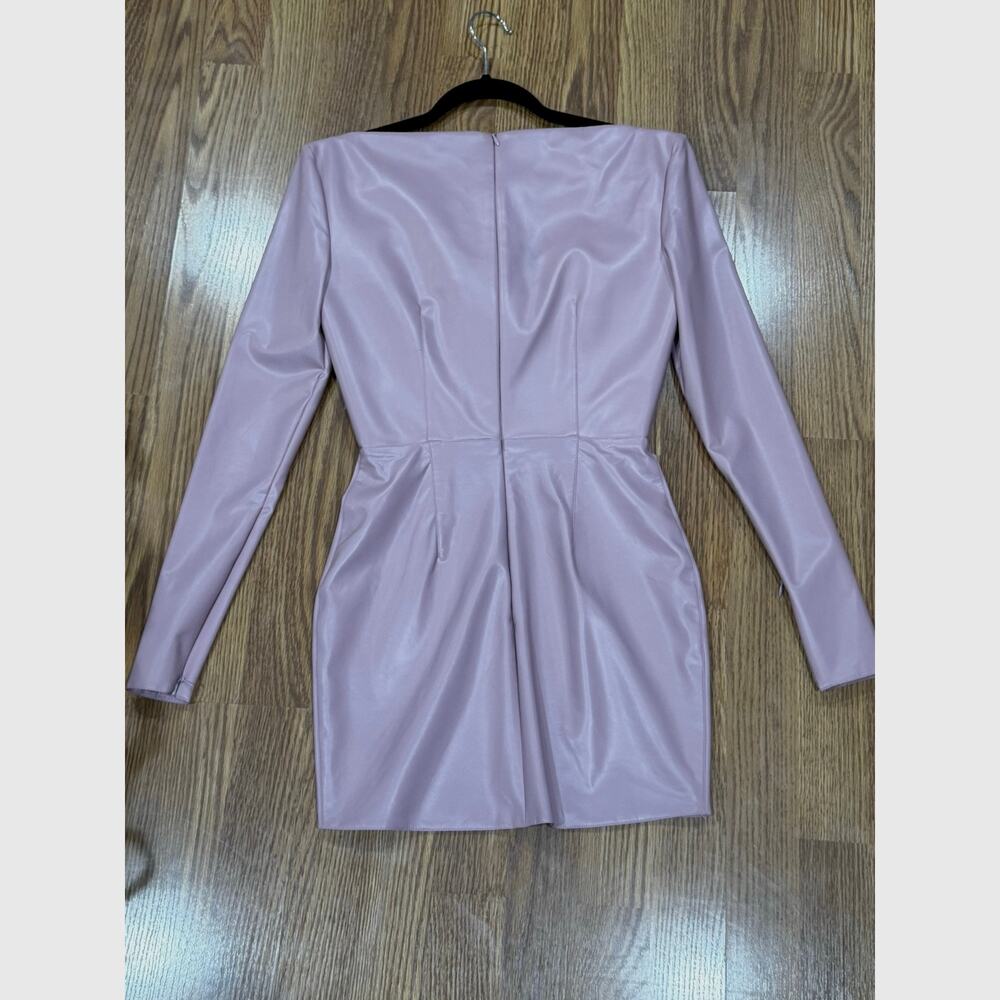 Alex Perry Patent Faux leather Long sleeve pink bodycon Mini Party Dress sz 8 - Picture 11 of 12